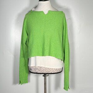 NWT Rundholz Black Label Lime Color Cropped Top Sweater M